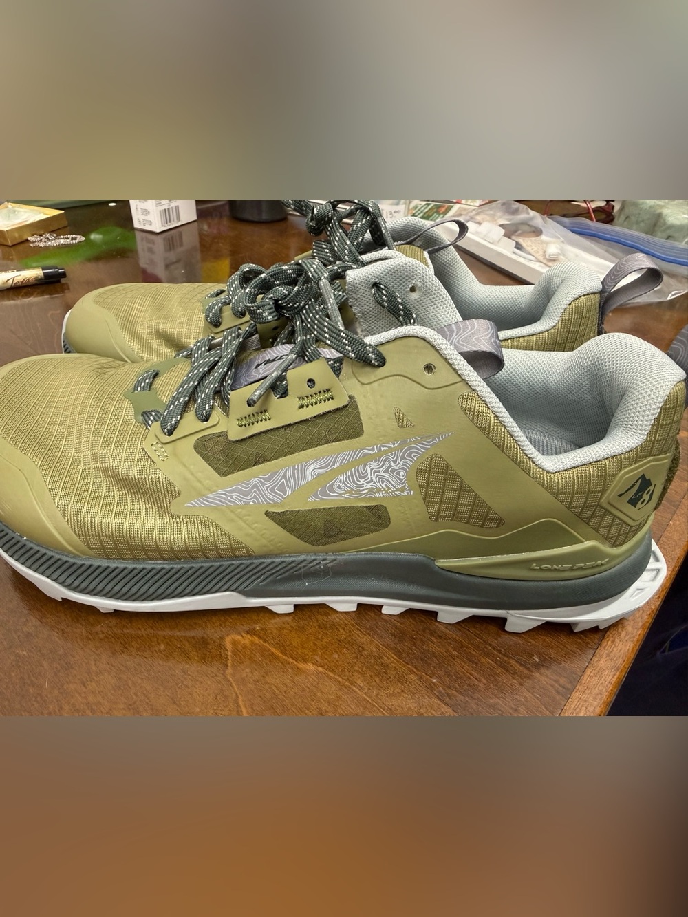 Altra Olive Green and Gray Trail Running Shoes Lone Peak 8